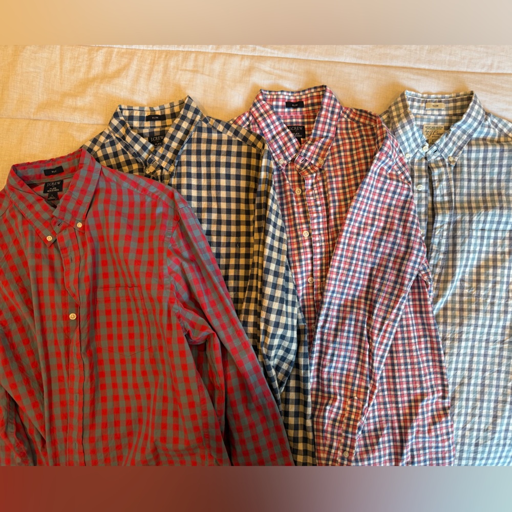 Men’s J Crew Button-Up Shirts Set Of 4 Size Large Slim